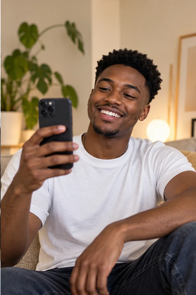 Illustrative creator filming on a smartphone